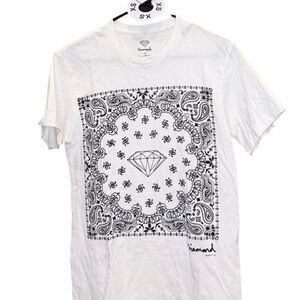 Diamond Supply Co. White Short Sleeve Tee with Black Bandana Diamond Graphic